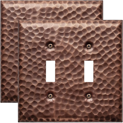 Hand Hammered 2-Gang Toggle Light Switch Wall Plate (Set of 2)