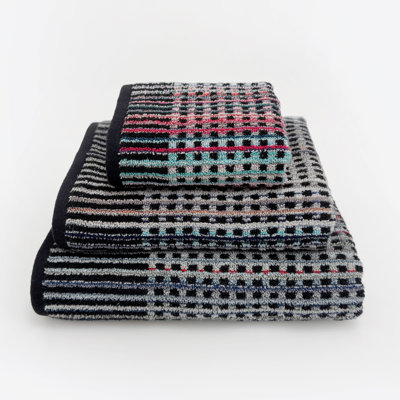 Tamaica 100% Cotton Black Patterned Bath Sheet