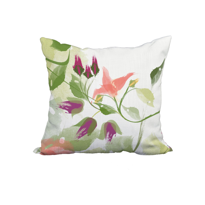 Housse de coussin en coton à imprimé floral, 18 po x 18 po, Rouge