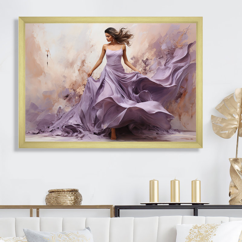 " Ballet Dance In Lilac II ", Gold Single Picture Framed, 44" W x 34" H x 1.5" D