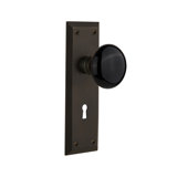 New York Plate with Decorative Keyhole and Black Porcelain Door Knob