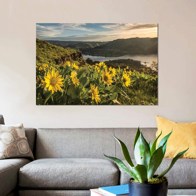 « tremping up the sun », impression sur toile, H 12 po x l 18 po x P 1,5 po, Toile tendue, Pas de tapis