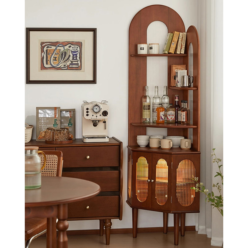 Retro-Style Solid Wood Corner Feature Cabinet