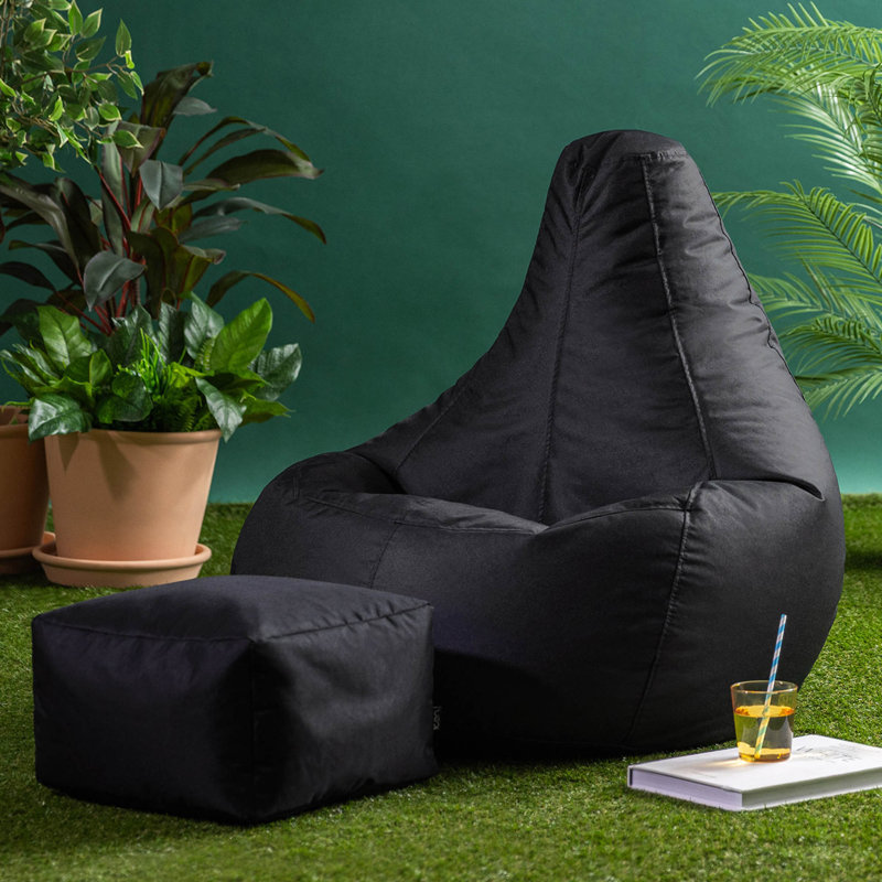 icon Recliner Bean Bag Chair & Pouffe, Black