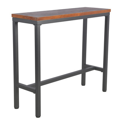 Theocritus Pine Solid Wood Top Metal Base Dining Table