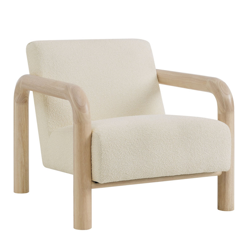 Sereno Boucle Accent Chair, Cream, Oak Wood