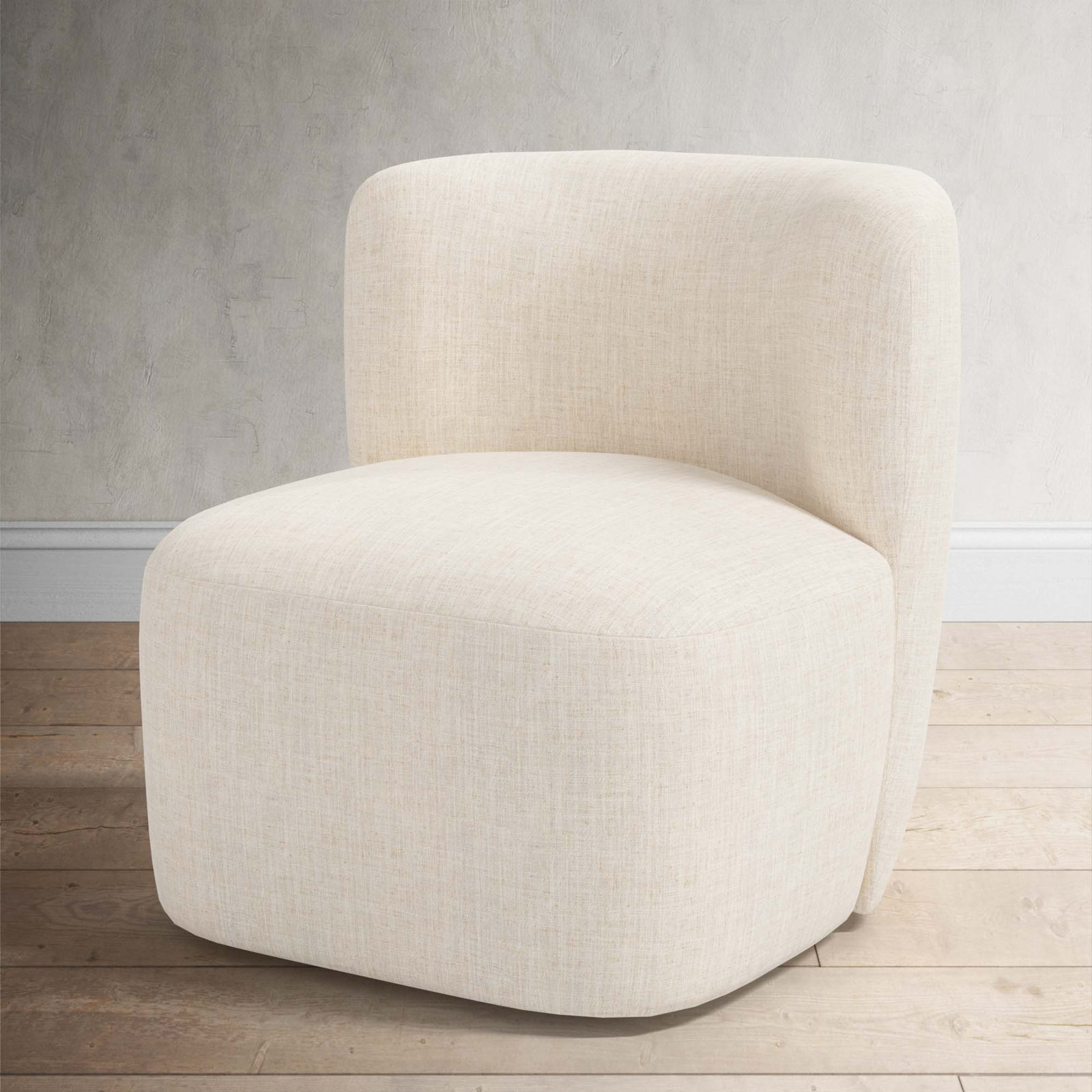 Mariza Cotton Swivel Lounge Chair, Classic Talc Linen
