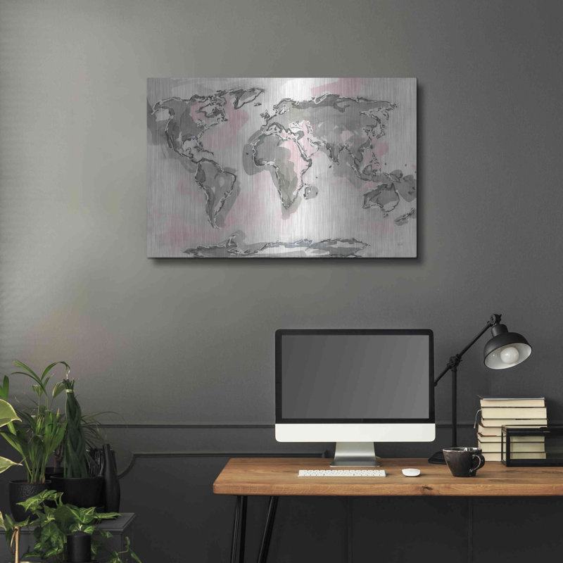 «World Map Blush» par Chris Paschke, H 24 po x l 36 po