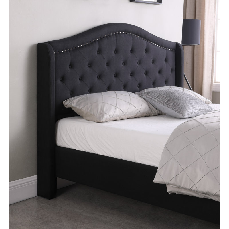 Kinsman Upholstered Wingback Bed, Black, Full