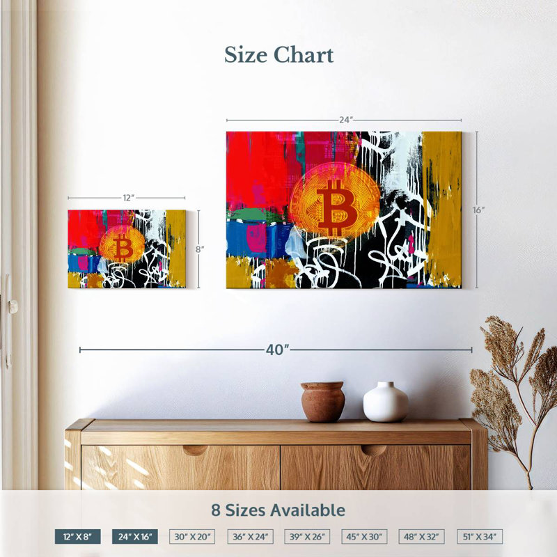 Kerner Cryptocurrency Bitcoin, 16" H x 24" W