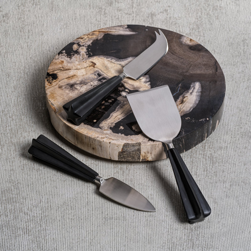 Ensemble de couteaux à fromage deux tons étoile polie, Noir