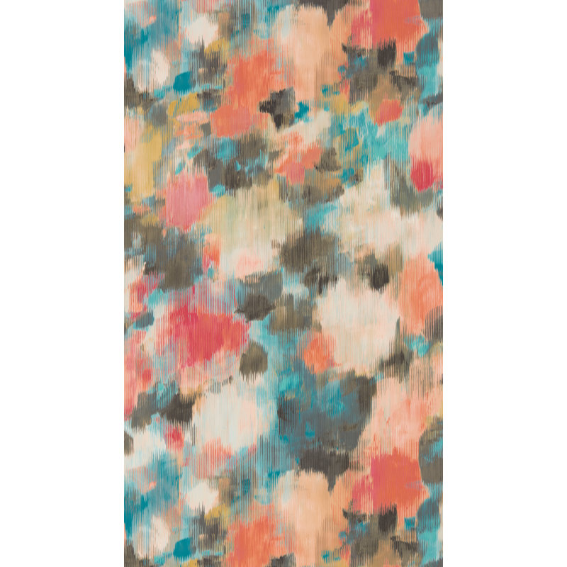 Exuberance Wallpaper, Coral/Turquoise