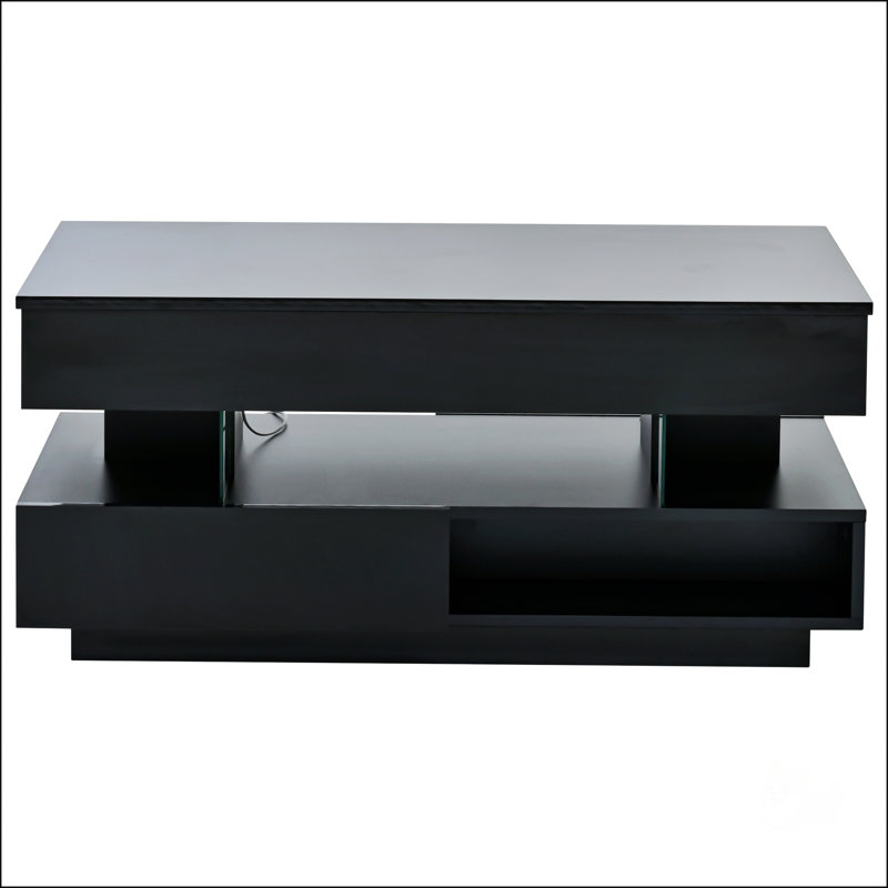39.3" Lift Top Coffee Table With Hidden Compartment, Black