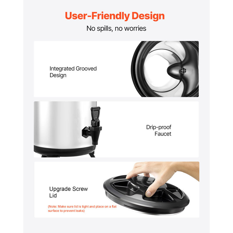Distributeur de boissons isolé, serveur de boissons thermiques en acier inoxydable de 3,2 gallons / 12 litres avec robinet et affichage de la température, convient aux boissons chaudes et froides, au thé et à l'eau dans les cafés et les restaurants, argent