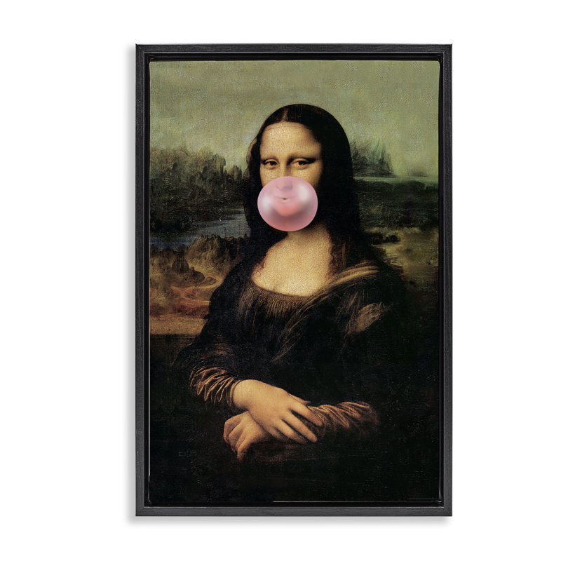 Toile flottante encadrée Mona Lisa & Bubblegum par Reinders, H 31 po x l 21 po, Cadre flottant noir de jais