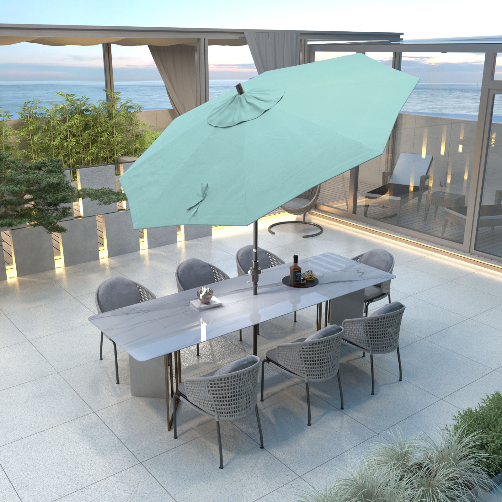 Lowri 108'' Sunbrella® Outdoor Umbrella, Canvas Aruba Sunbrella® Canvas