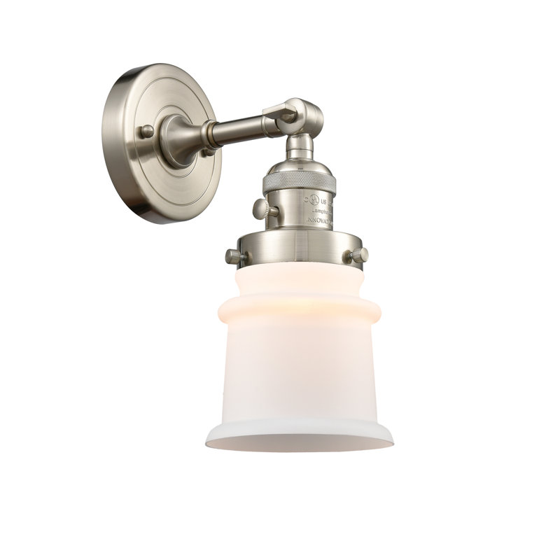 Madelyn Armed Sconce, 3.5 Watt Vintage LED Bulb, Matte White, Brushed Satin Nickel