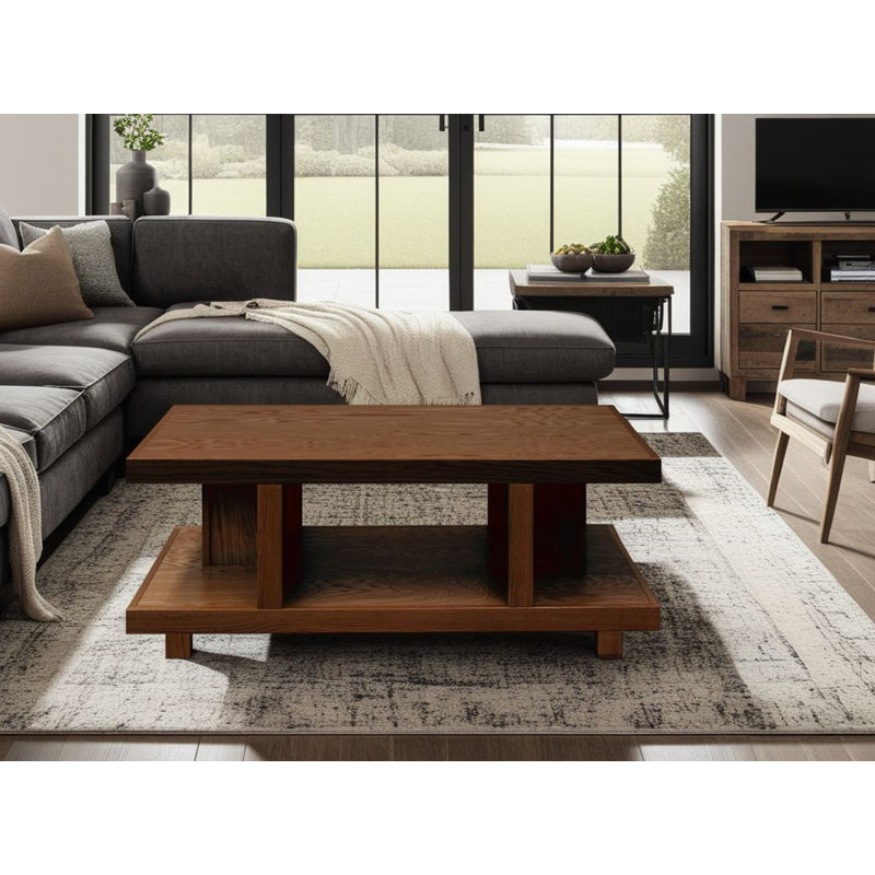 Table basse en bois massif Aspen 49 po, aucun assemblage requis, Brun
