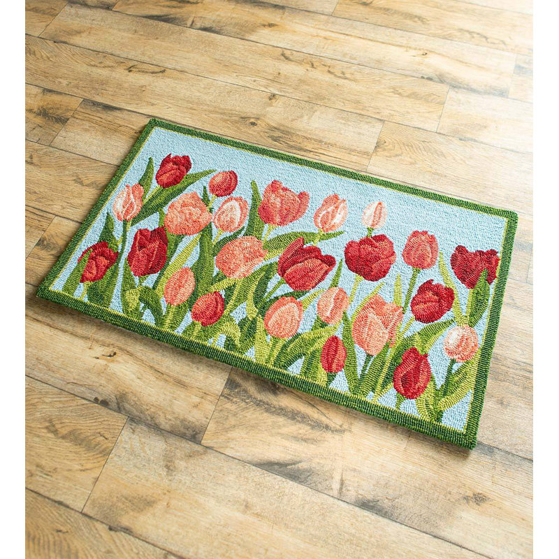 Tapis d'intérieur / extérieur en polypropylène à crochets roses 24 po x 42 po