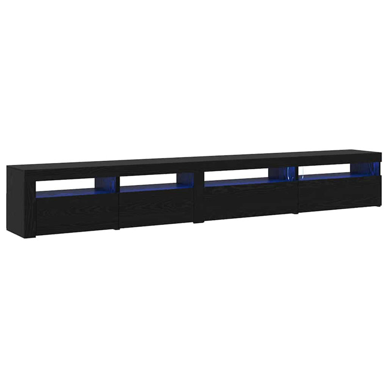 TV Cabinet Set 3 Pcs Black Oak Engineered Wood, 40cm H x 270cm L x 35cm W