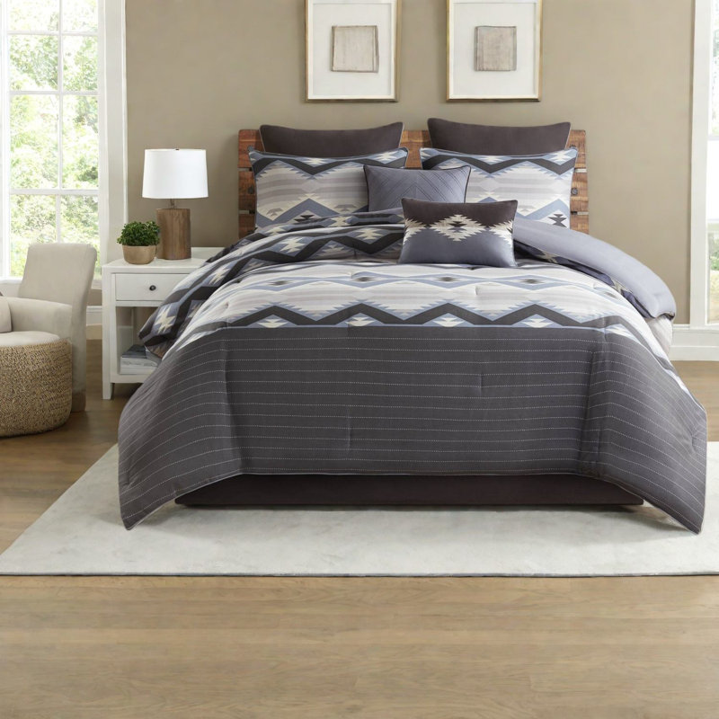 De literie pour grand lit, ensemble de chambre à coucher moderne en polyester rustique