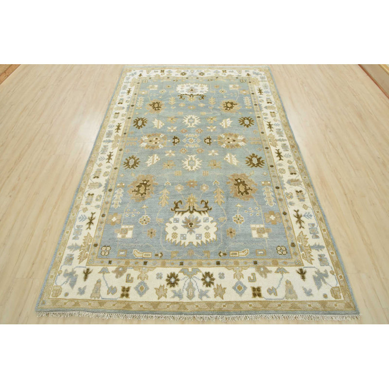 Tapis oriental en laine noué à la main bleu Nastaho