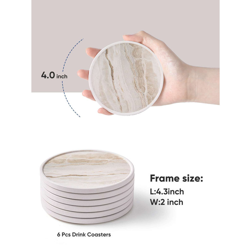 Ceramic Round 6 Piece Coaster Set
