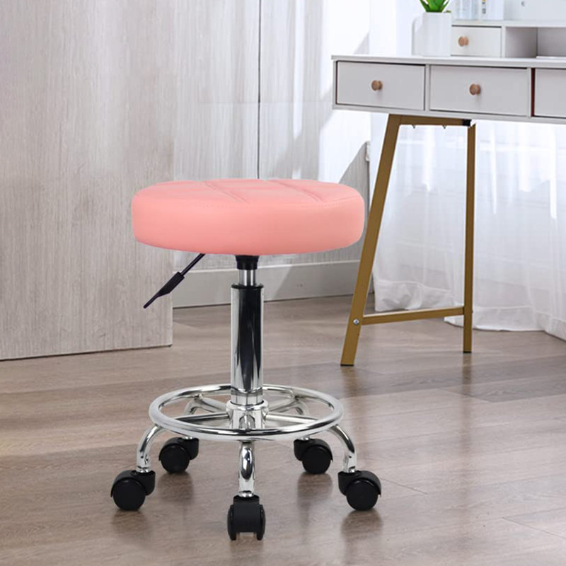 Tabouret rond à roulettes, Rose