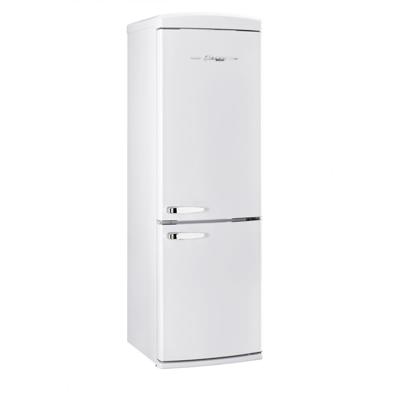 Classic Retro 24 In 12 Cu.ft Bottom Mount Fridge Auto Defrost, Energy Star Certified, Counter Depth, Marshmallow White