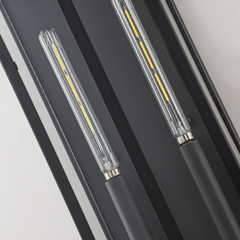 Applique murale d'extérieur 2 lumières IP44 en fer et verre noir mat