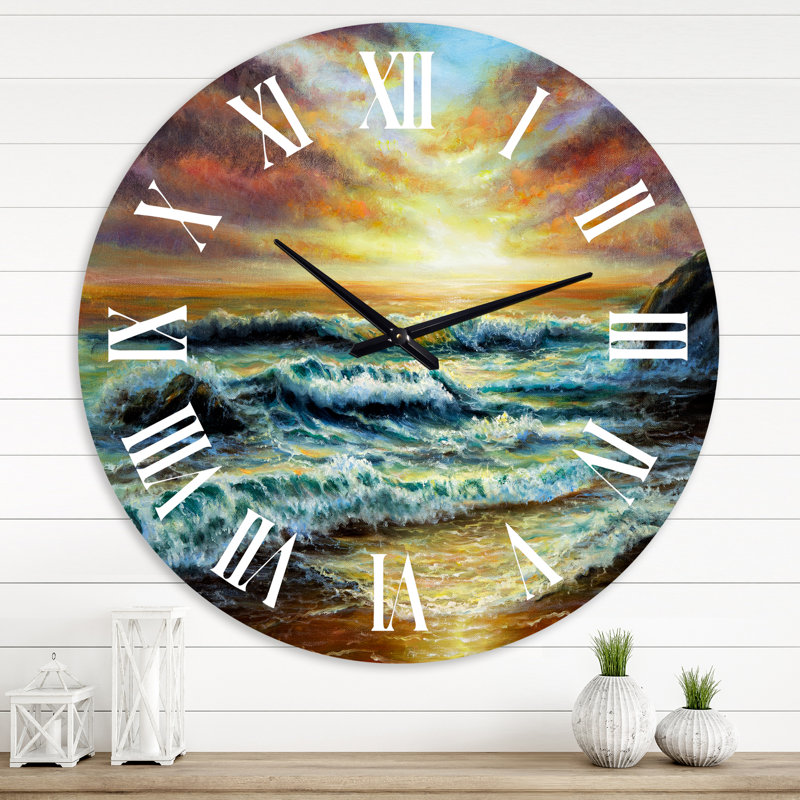 Magnifique horloge murale nautique et côtière, Médium