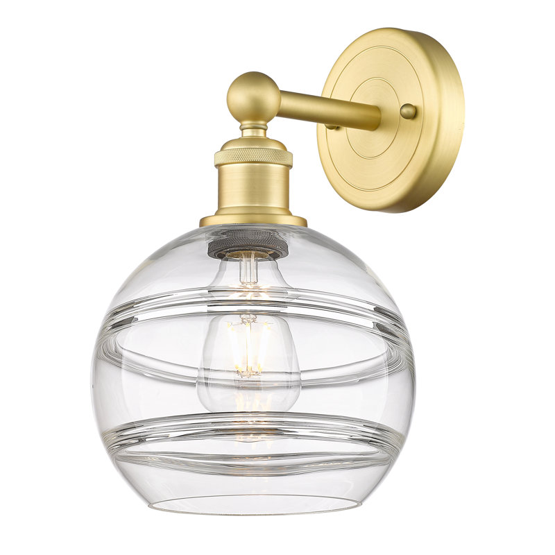 Applique murale 8 lumières Edison Bienes, Or satiné, Transparent, H 12,13 po x l 8 po x P 8,5 po