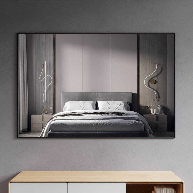 Farhib Metal Flat Wall Mirror, Black