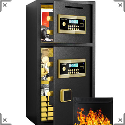 Coin - Operated, And Waterproof Safe, Large Double Door, 6.0 Cubic Feet, Digital Security, Hidden Code Function, All Steel Construction, Wall Mount, Thickened All Double Door Coin Steel, Mount