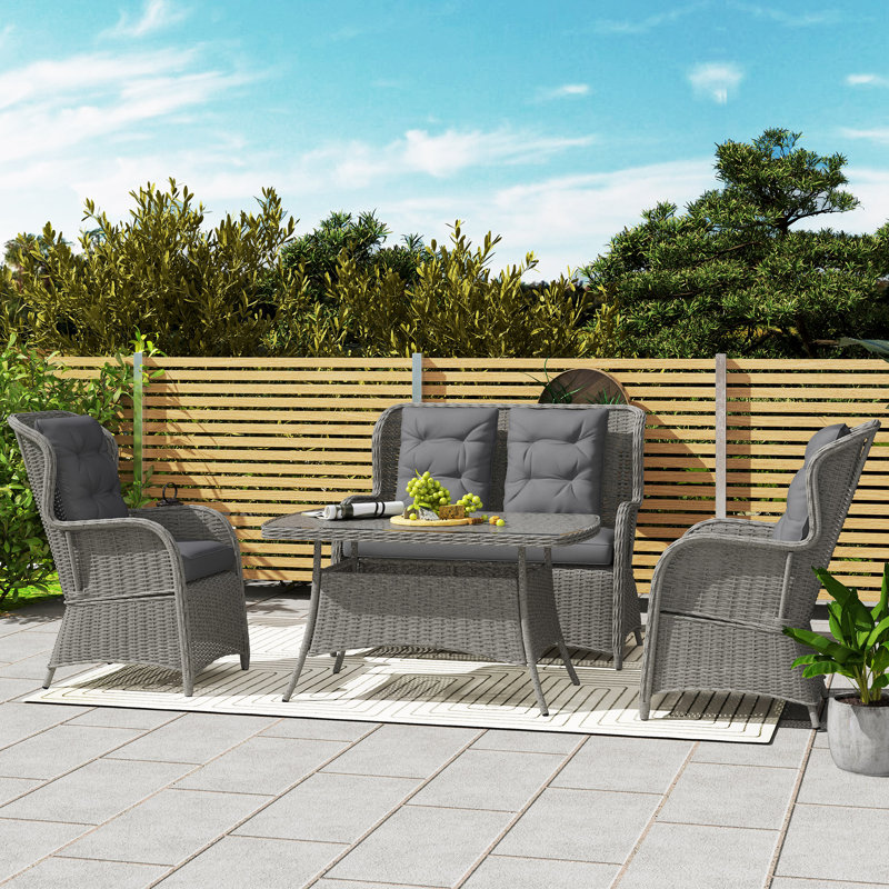 Wicker 4 - Person Garden Lounge Set with Cushions