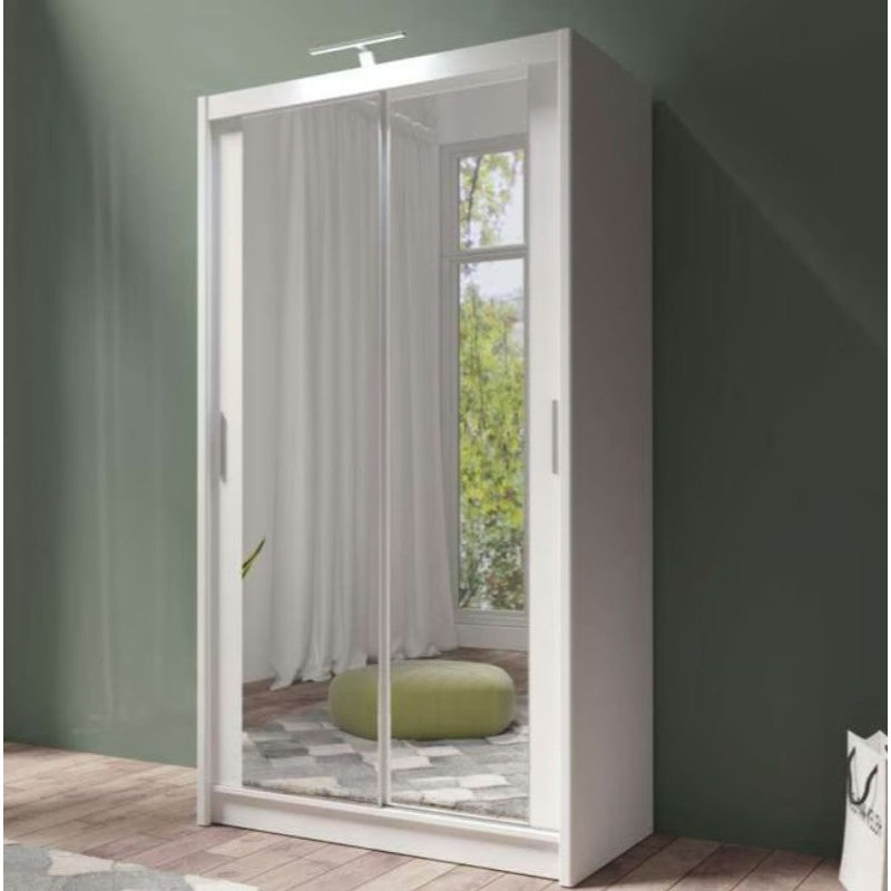 Sleek 120cm Sliding Wardrobe - Modern Storage with Mirror Finish, White