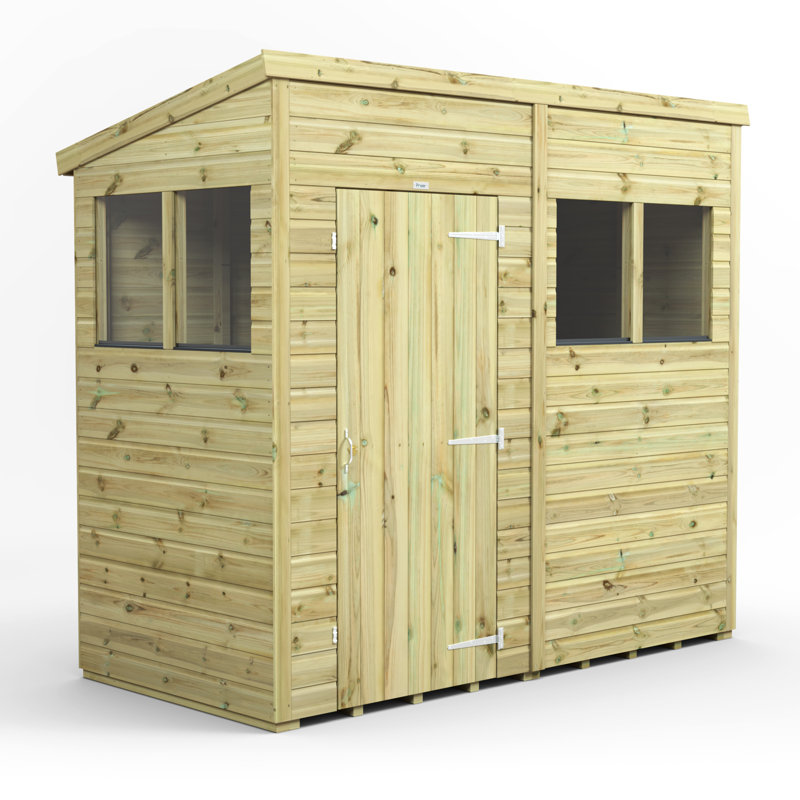 Powersheds 8 x 4ft Premium Pressure Treated Timber Pent Garden Shed
