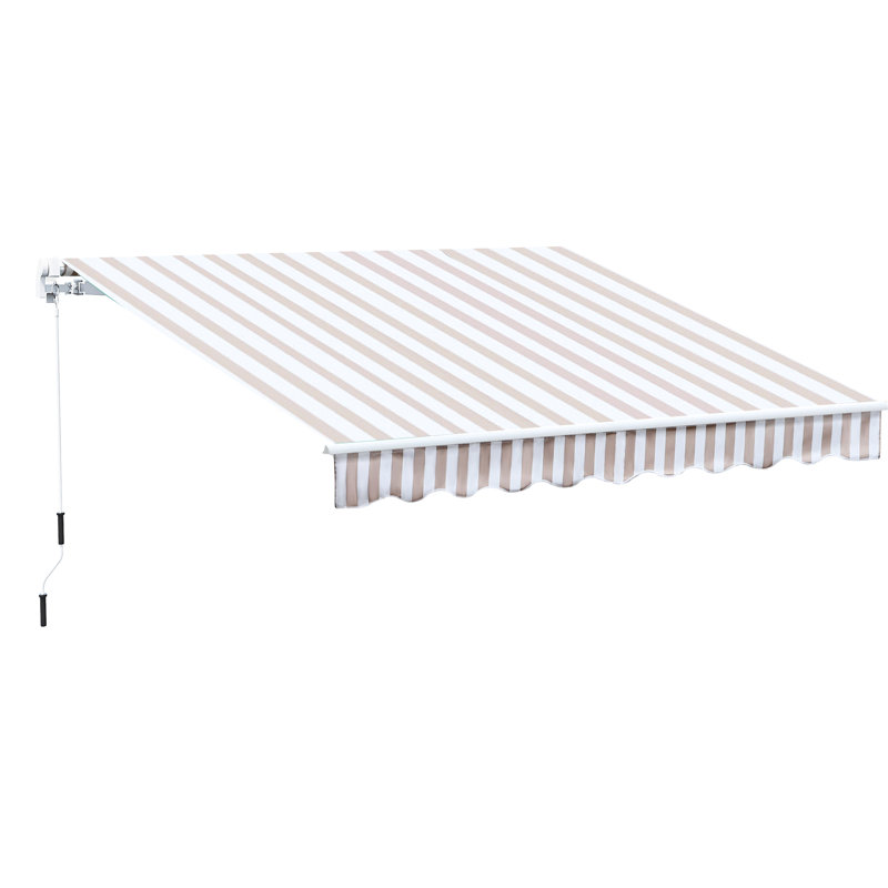 Auvent de balcon de 10 pi x 8 pi avec manivelle d'eau, manivelle manuelle, structure en aluminium, parasol de jardin multicolore, rétractable, manivelle,