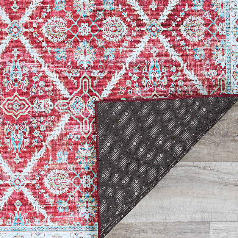 Tapis d'intérieur grenat en polyester Hallsville Arcadia, Rectangle 5 pi x 8 pi