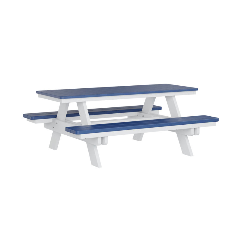 Table de pique-nique rectangulaire Berlin Gardens Ada, H 29 po x L 72 po x l 58 po, Bleu pacifique / Blanc