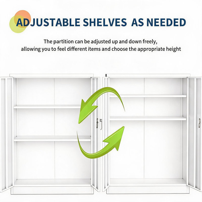 Metal Storage Cabinet, with Adjustable Shelves, White