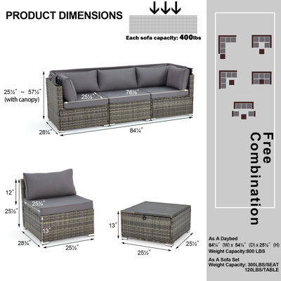 6 - Person Modular Patio Conversation Set with Cushions