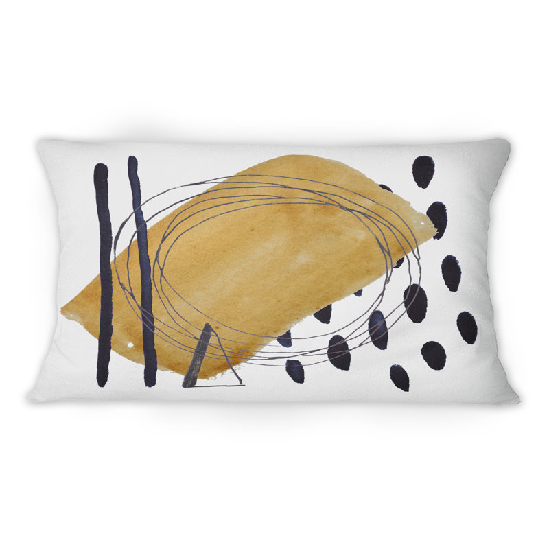 Abstrait géométrique en brun avec pois noirs - Coussin décoratif imprimé moderne 1