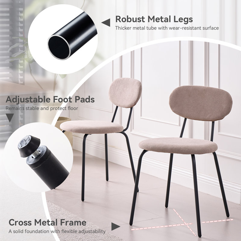 Cotton Blend Upholstered Metal Stacking Accent, White