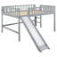 Lit mezzanine double pleine grandeur avec échelle et toboggan, gris-1002378448
