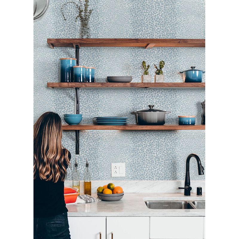 Fifty States Shagreen 10' L x 24" W Peel and Stick Wallpaper Roll, Self-adhesive, Blue