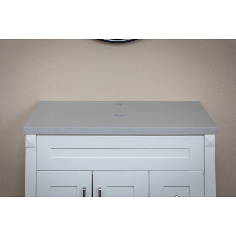 Plateau de meuble-lavabo simple en pierre 31 po Eden Terrazzo, Gris clair