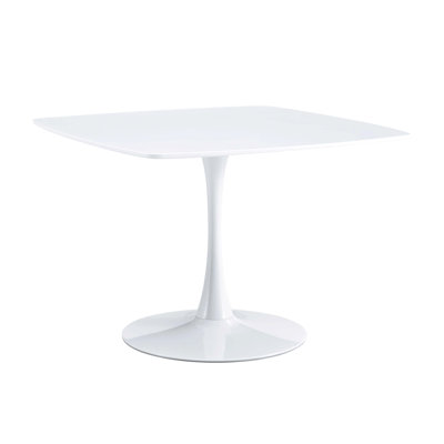 42.1" Mid-Century Pedestal Table In Black, Top With Strong Metal Legs, Ideal For Various Settings And Occasions Black Dining 4-6 Persons, Easy Mainten by Latitude Run