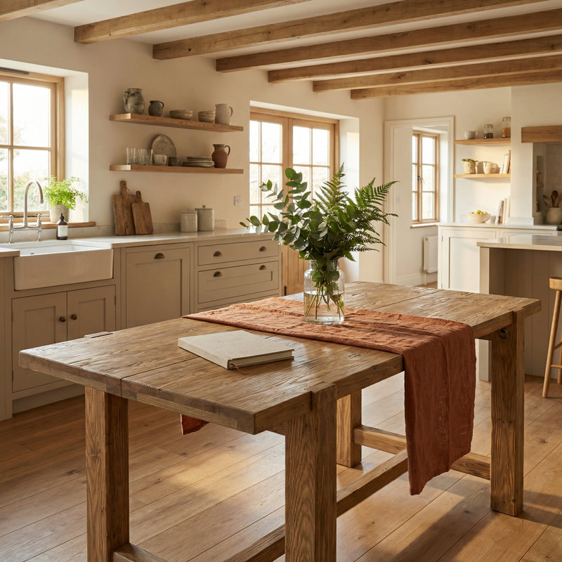 Table de salle à manger en bois massif de 63 pouces, table de cuisine de ferme pour salle à manger