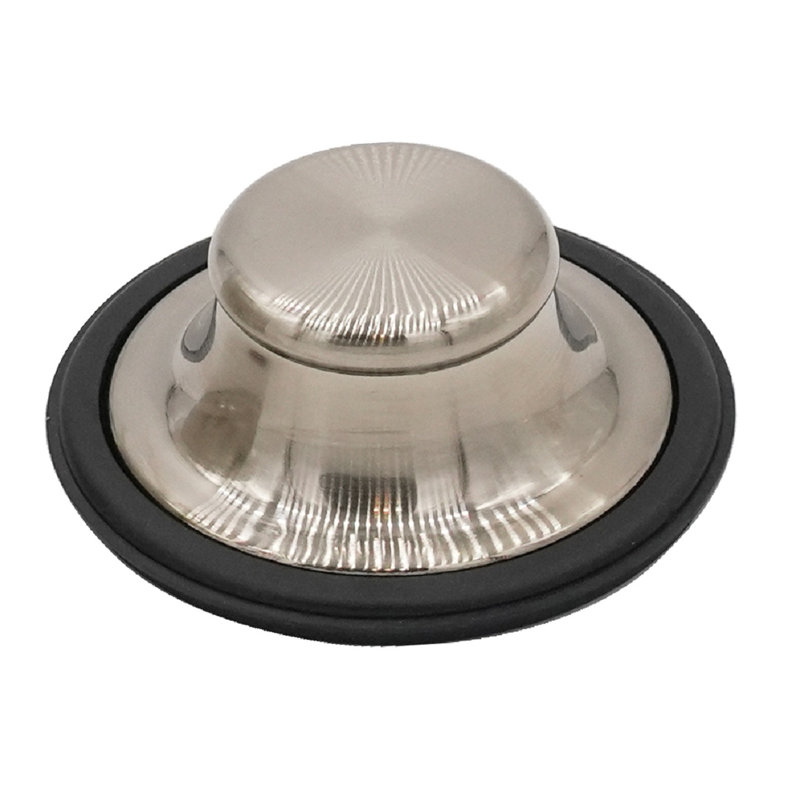 Kitchen Sink Basket Strainer with Waste Disposal Flange and Stopper Set, Satin Nickel